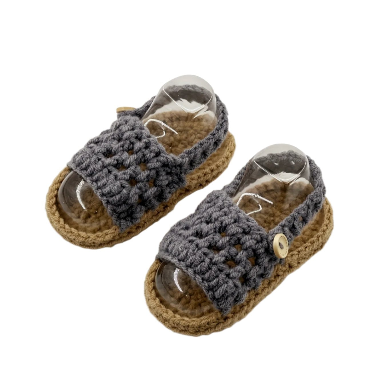 Grey Plaid Baby Sandals