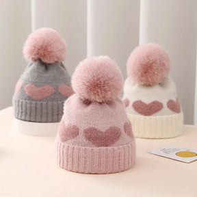 Gray CozyHeart Pom Hat