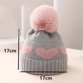 Gray CozyHeart Pom Hat