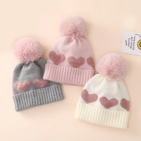 Gray CozyHeart Pom Hat